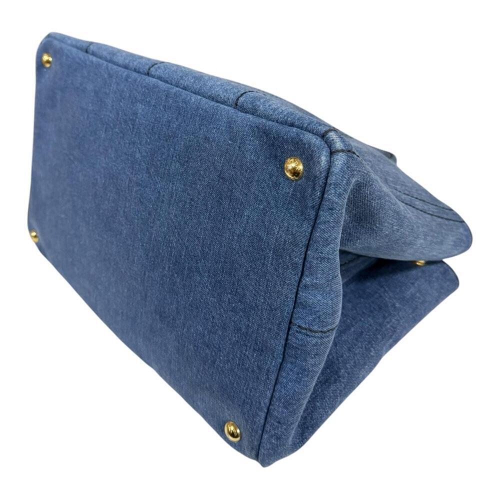 Prada Canapa Tote M Shoulder Bag, Denim 1BG642 Blue, Women's, PRADA 2-way - Picture 7 of 16